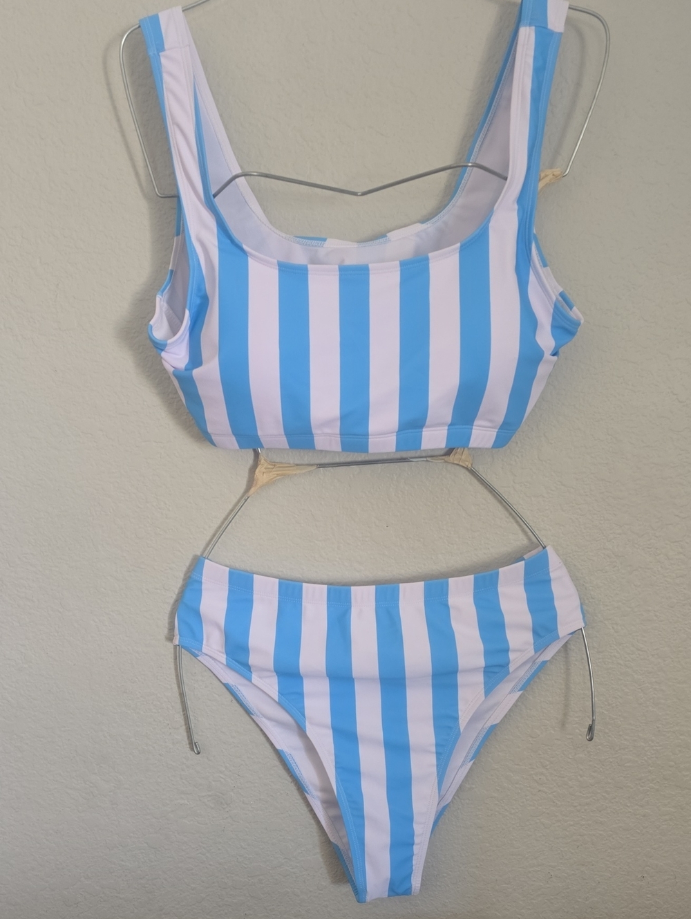 Striped Blue & White Women's Bikini Set